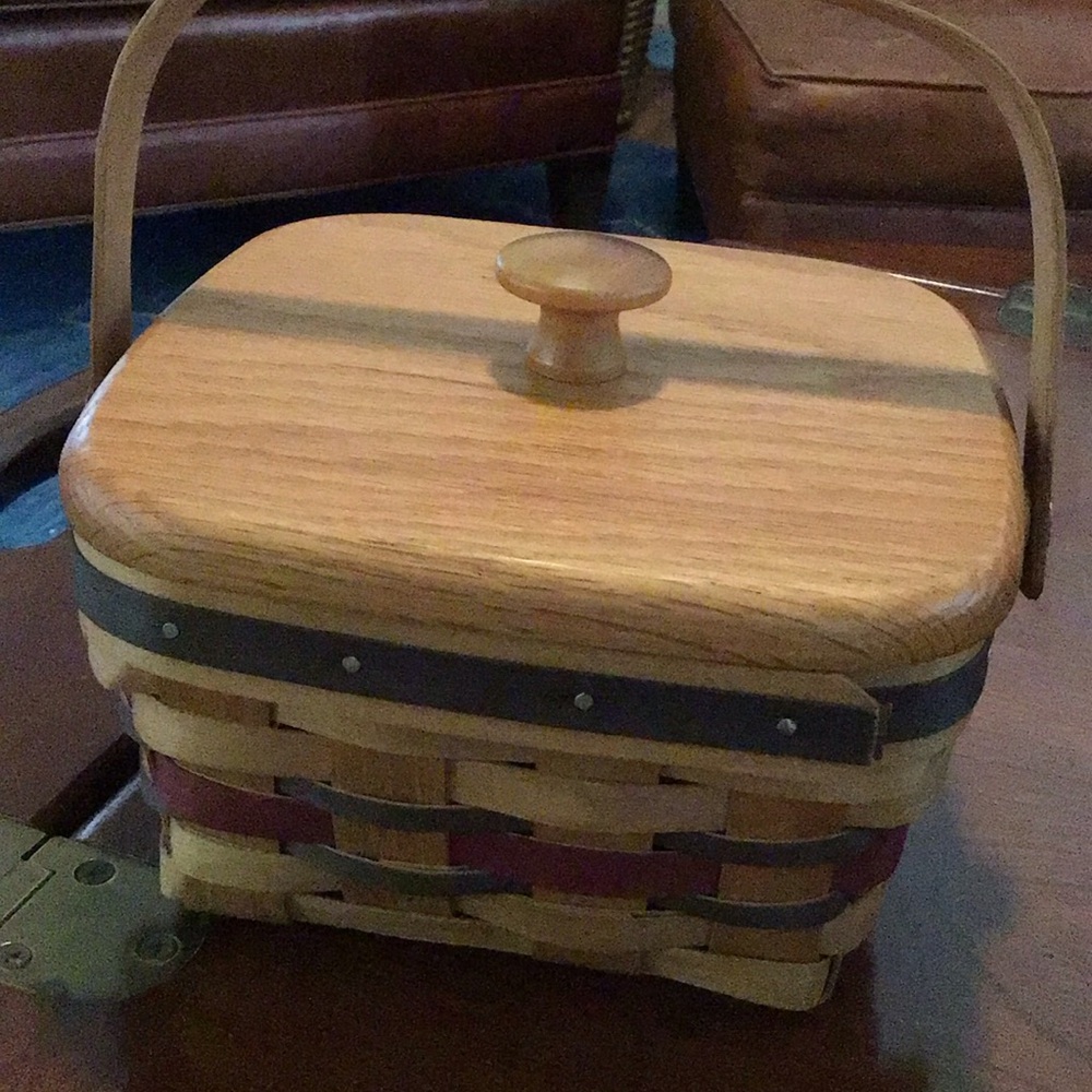 Handcrafted Wooden Basket with Handle
